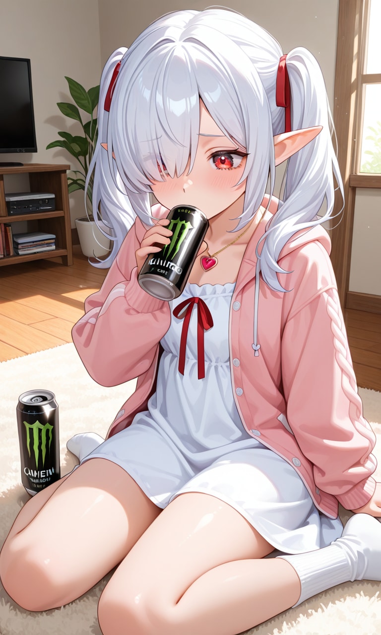 エナジードリンクのヤケ飲みするシロネさん | の人気AIイラスト・グラビア