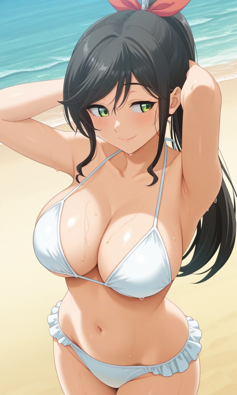 白ビキニスタイルでアッピールな金目さん👙🏖️❤️
