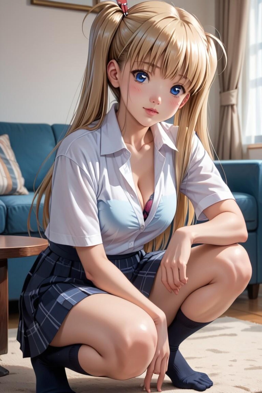 たわわに育った金髪ツインテールの娘