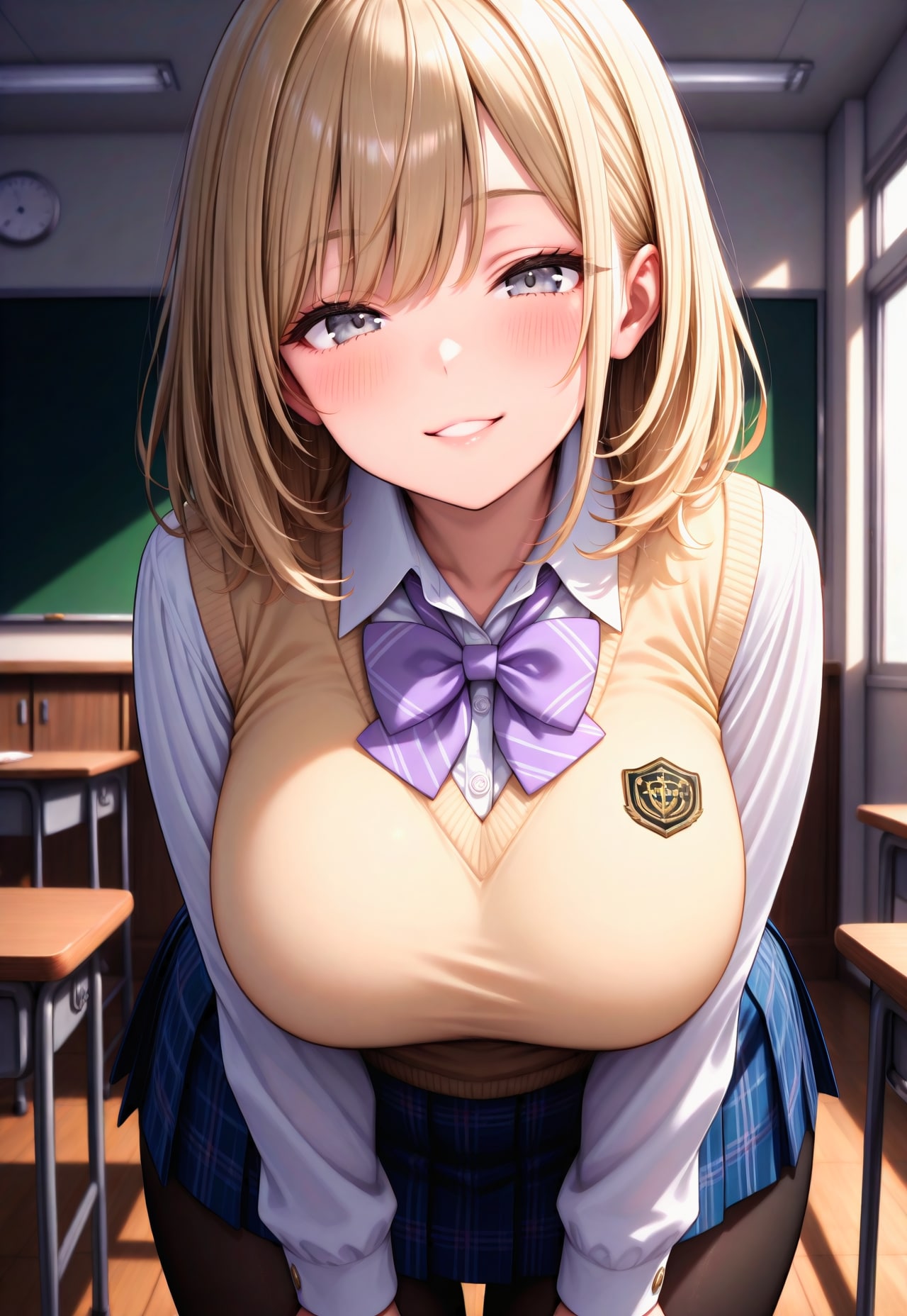 1156（薄紫の蝶ネクタイの制服） | の人気AIイラスト・グラビア