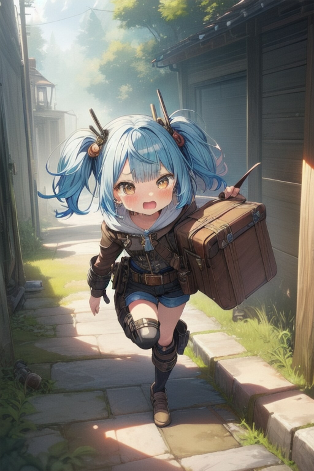 うっかりトラップを踏み抜いてモンハウから逃亡するトレジャーハンターちゃん