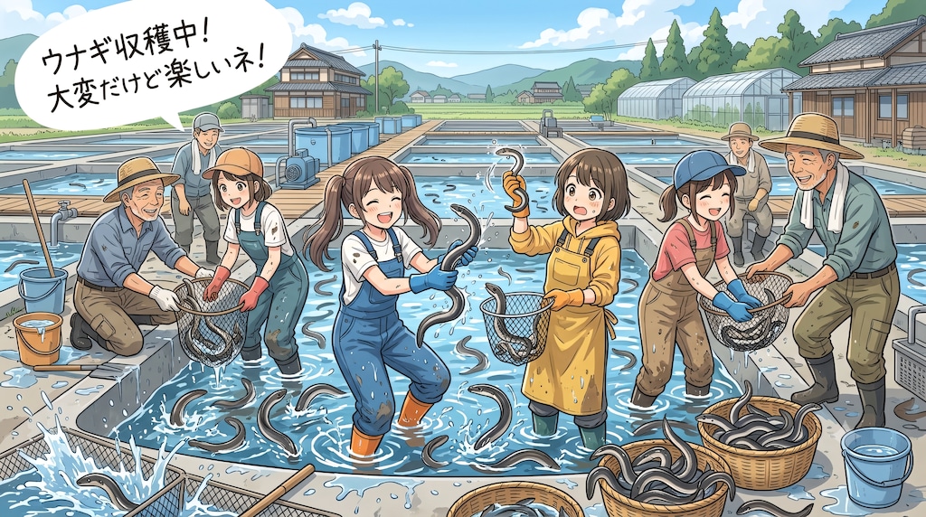 養殖ウナギの収穫体験！２
