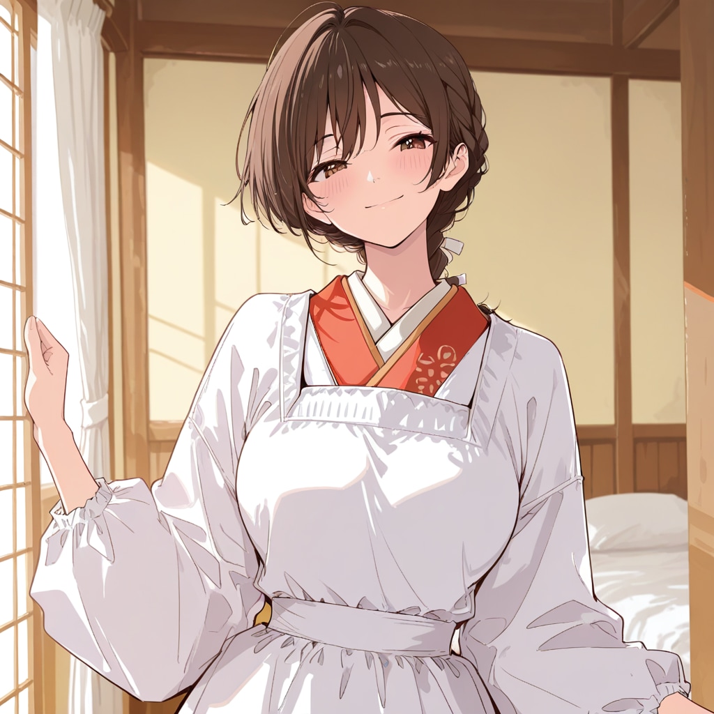 割烹着の妻　あなた、おはよう。もう朝ですよ