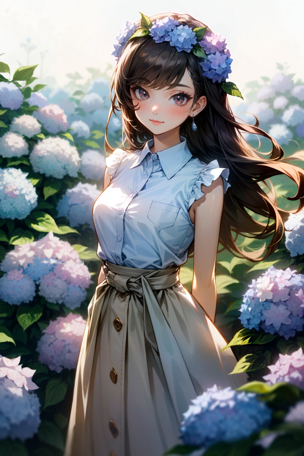 紫陽花に囲まれて