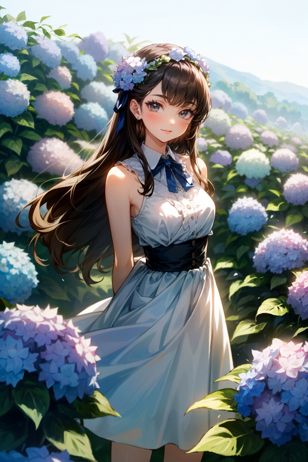 紫陽花に囲まれて