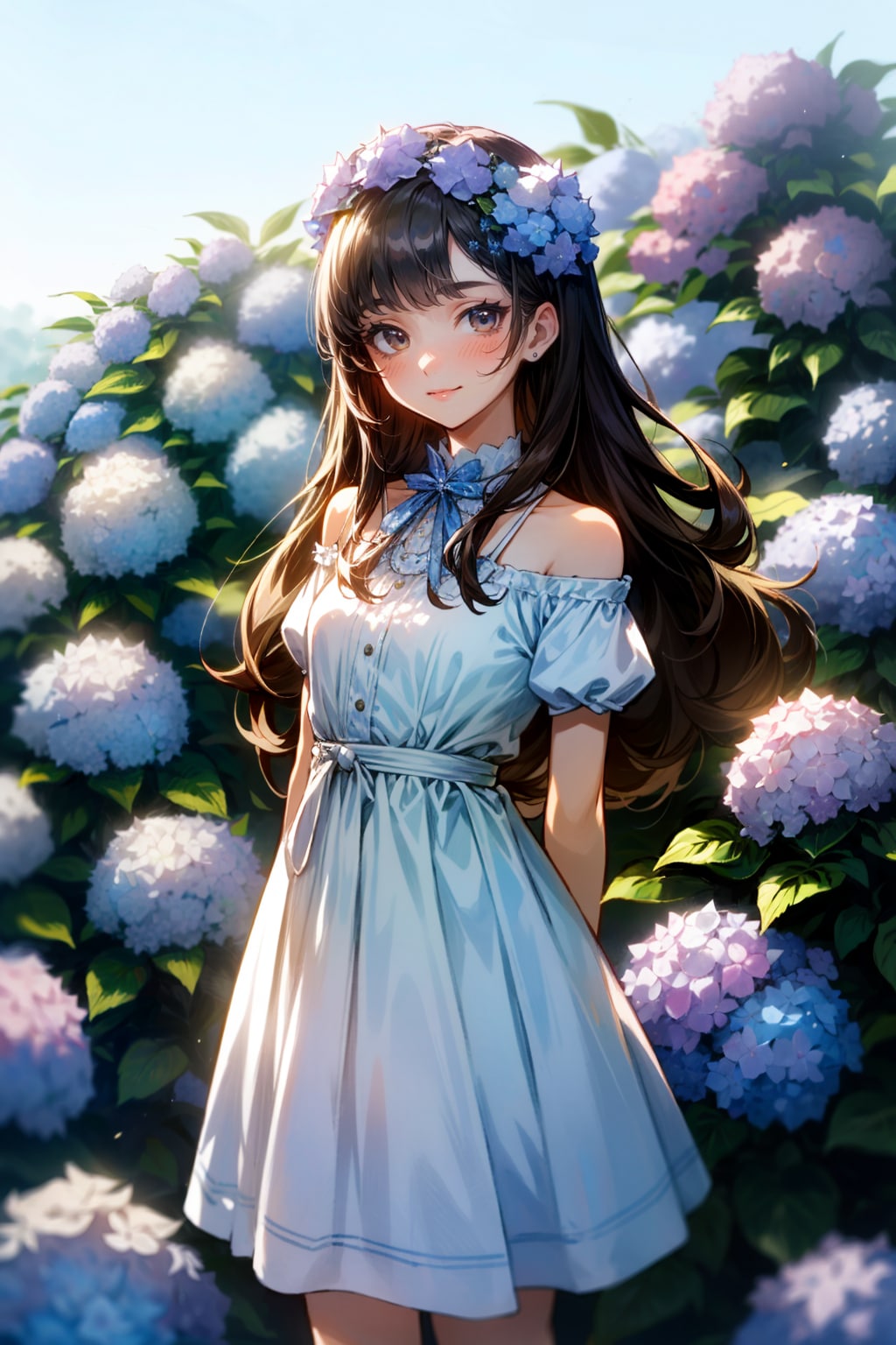 紫陽花に囲まれて