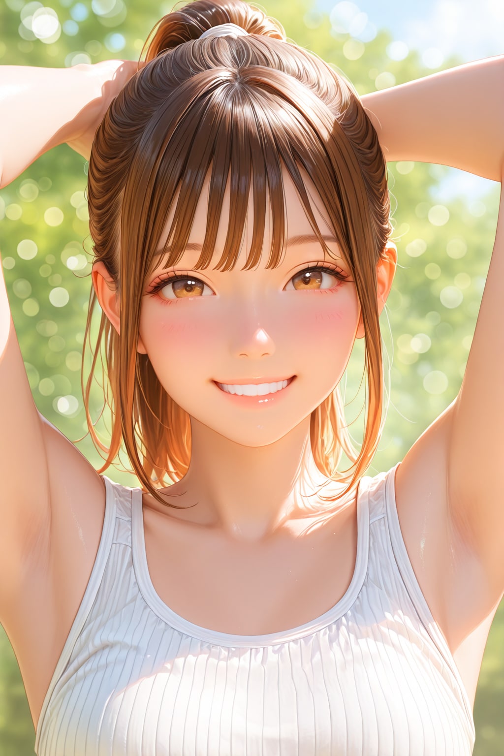 新緑に映える笑顔 | の人気AIイラスト・グラビア