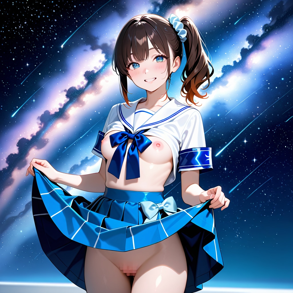 美少女カンナのたくし上げ
