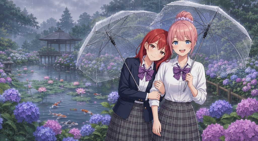紫陽花とJK🩷