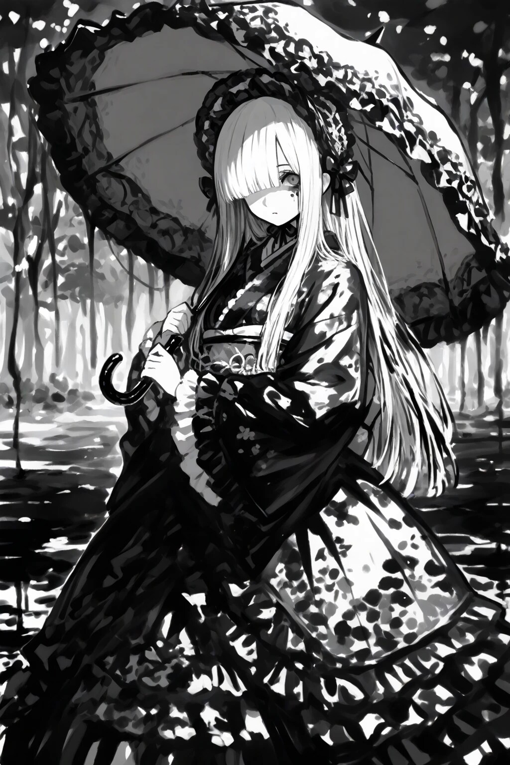 モノクロゴスロリ | の人気AIイラスト・グラビア