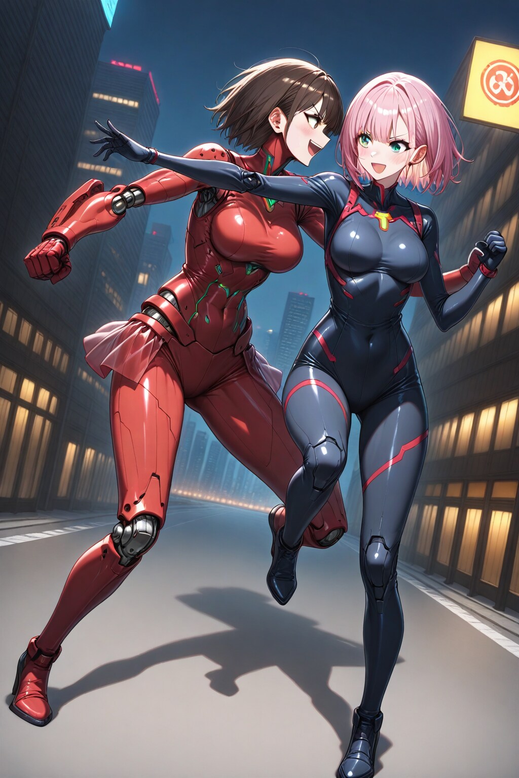 ちちぷい生成メカ娘　赤と黒　ダンスバトル