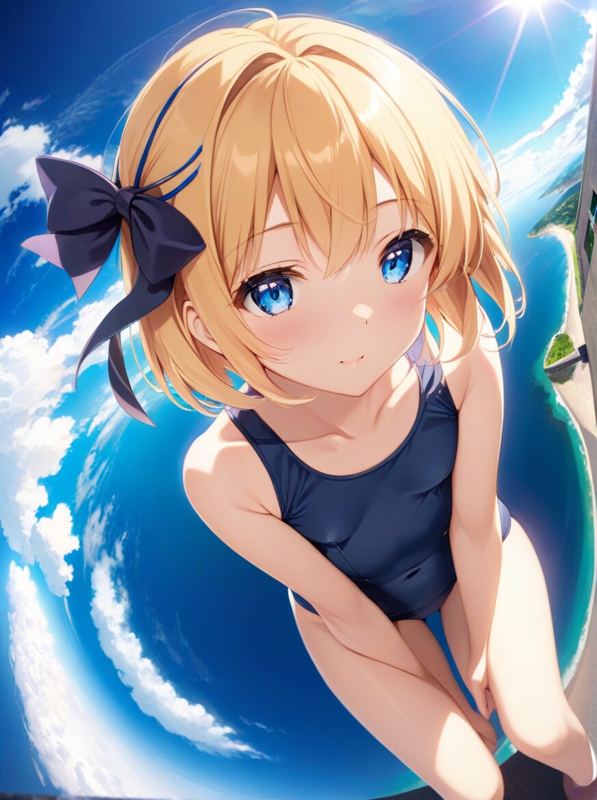 碧眼金髪娘と青空