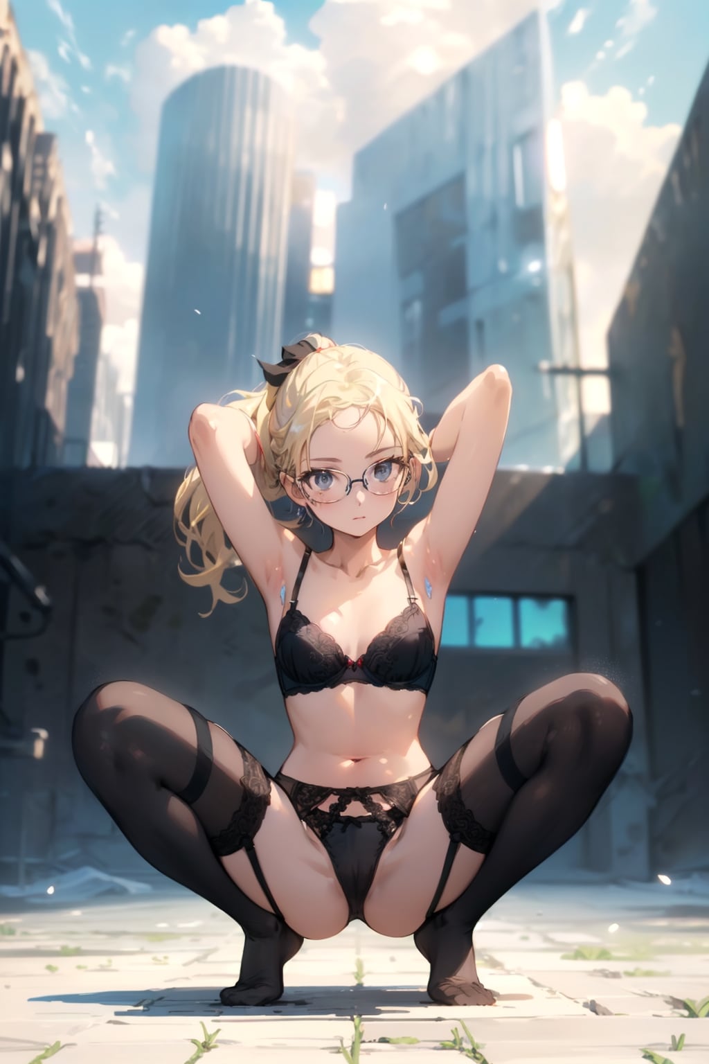 下着の眼鏡っ娘