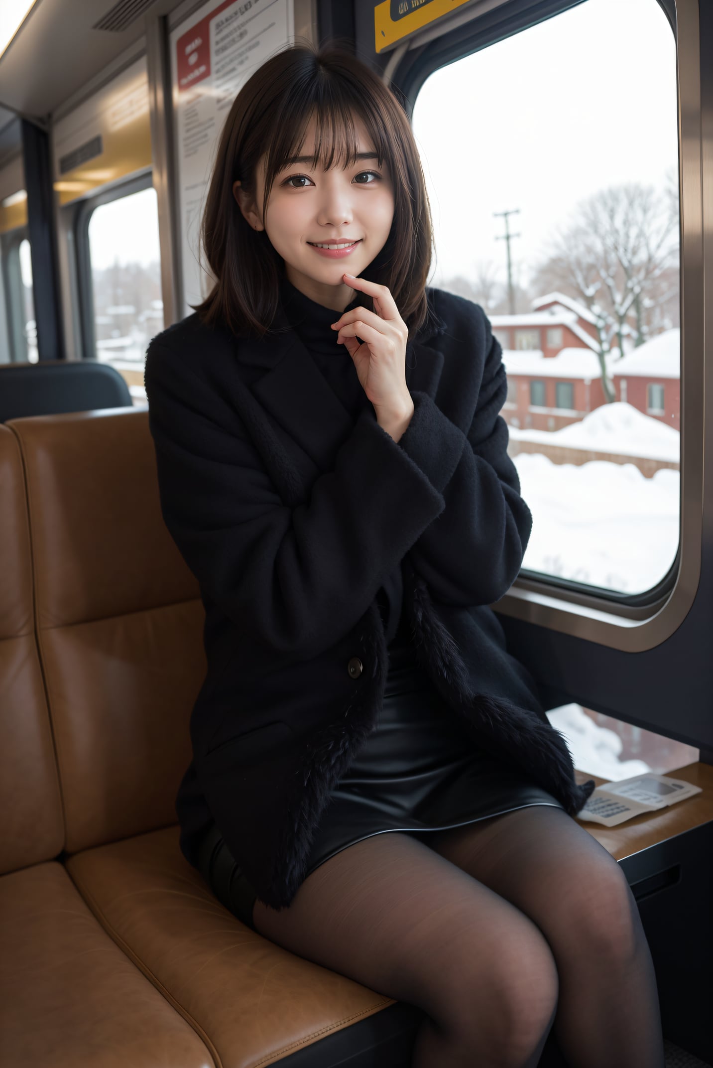 雪景色の見える車窓 2 | の人気AIイラスト・グラビア