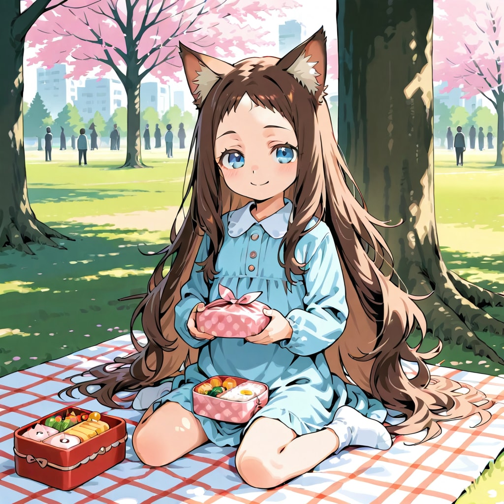 少し早めのお花見な小さな女の子