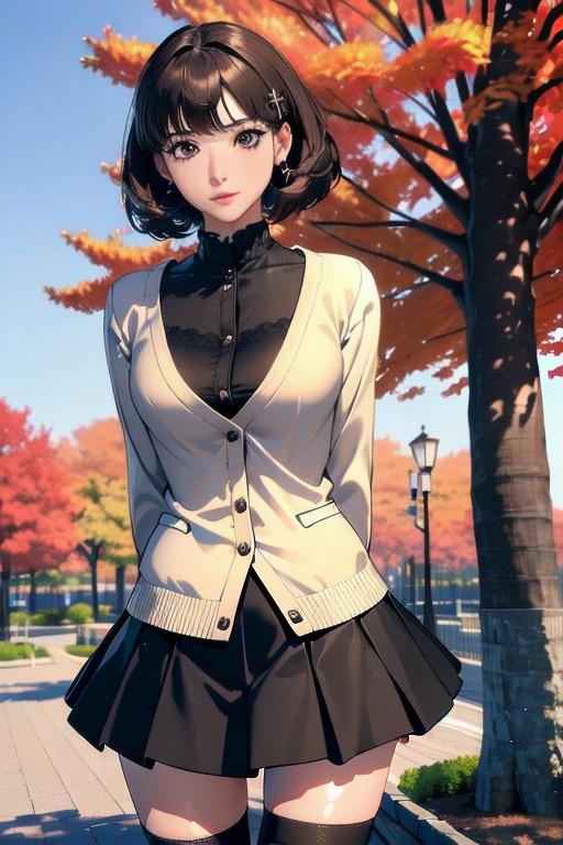 秋の公園デートファッション#1