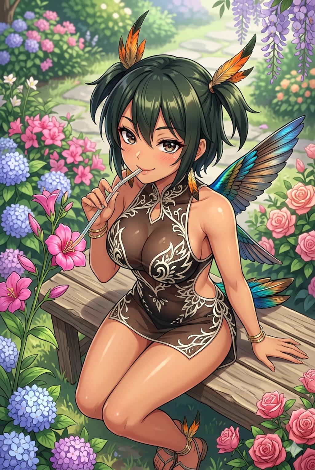 ハチドリ擬人化(ミニドレス)