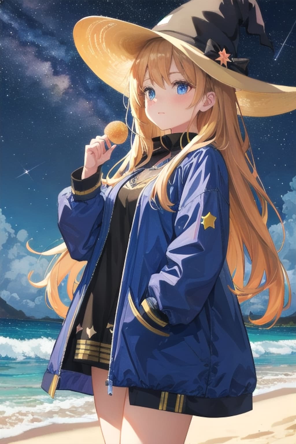 砂浜の魔女と星空