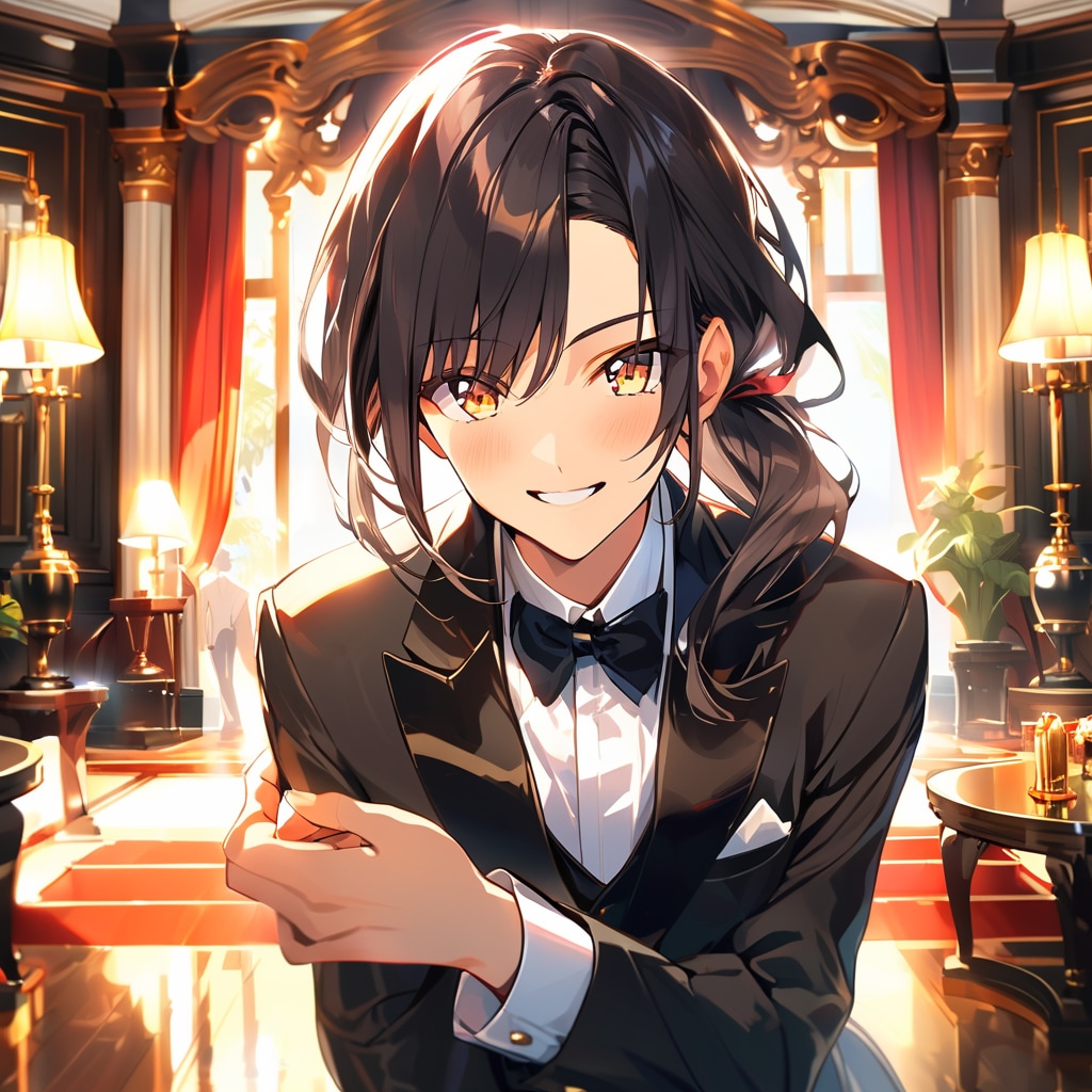 黒髪金眼イケメン女執事