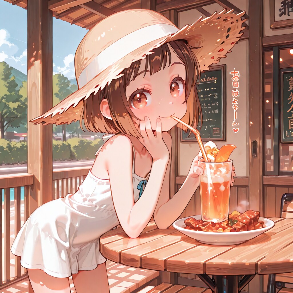 テラス席のコフィちゃん