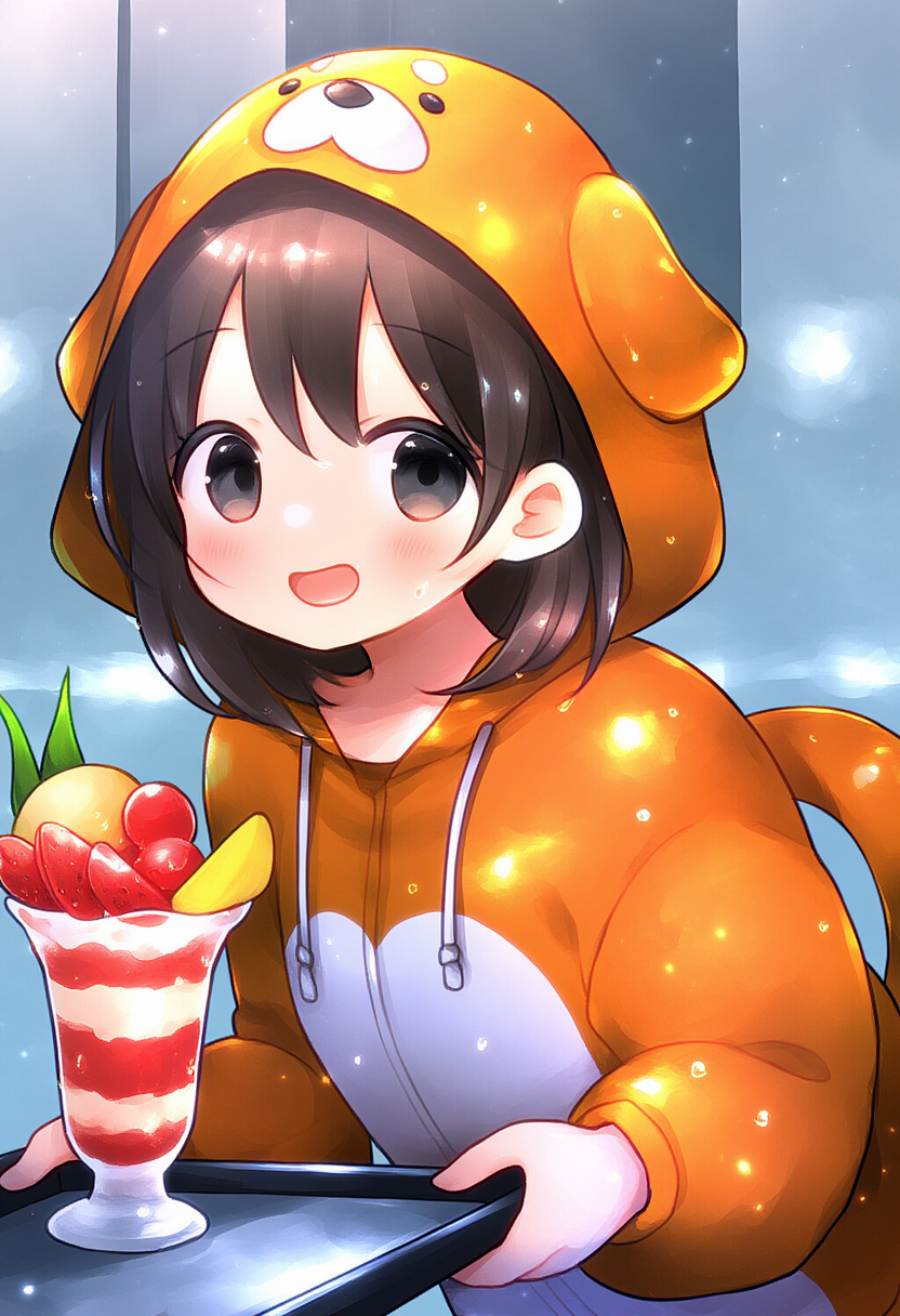 犬のパーカー女子