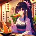 天ぷらと黒髪ポニーテール少女★(9枚) 4枚目