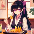 天ぷらと黒髪ポニーテール少女★(9枚) 3枚目
