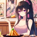 天ぷらと黒髪ポニーテール少女★(9枚) 9枚目