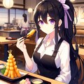 天ぷらと黒髪ポニーテール少女★(9枚) 8枚目