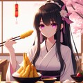 天ぷらと黒髪ポニーテール少女★(9枚) 5枚目