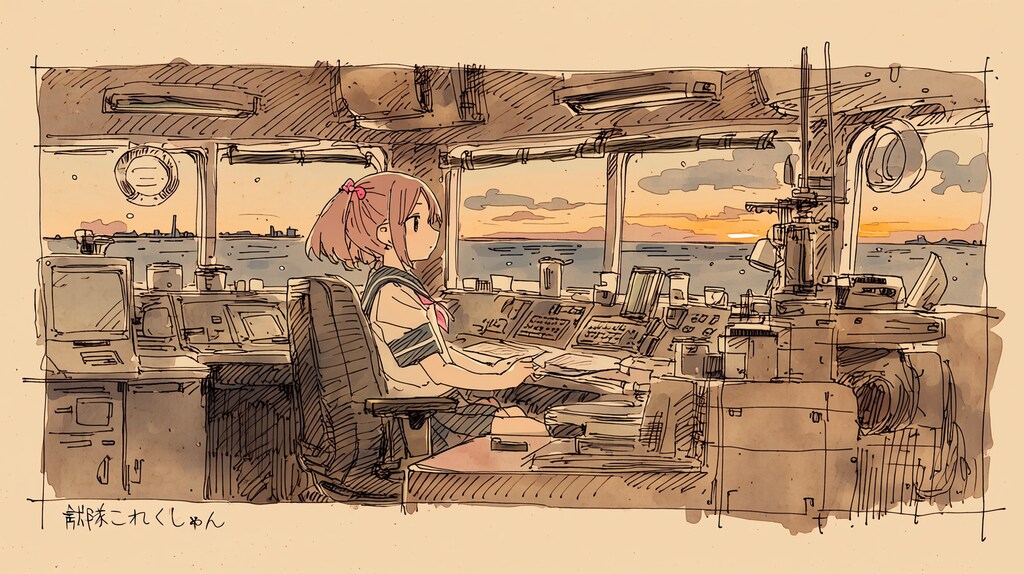 綾波型駆逐艦「漣」です、ご主人さま。こう書いてさざなみと読みます。