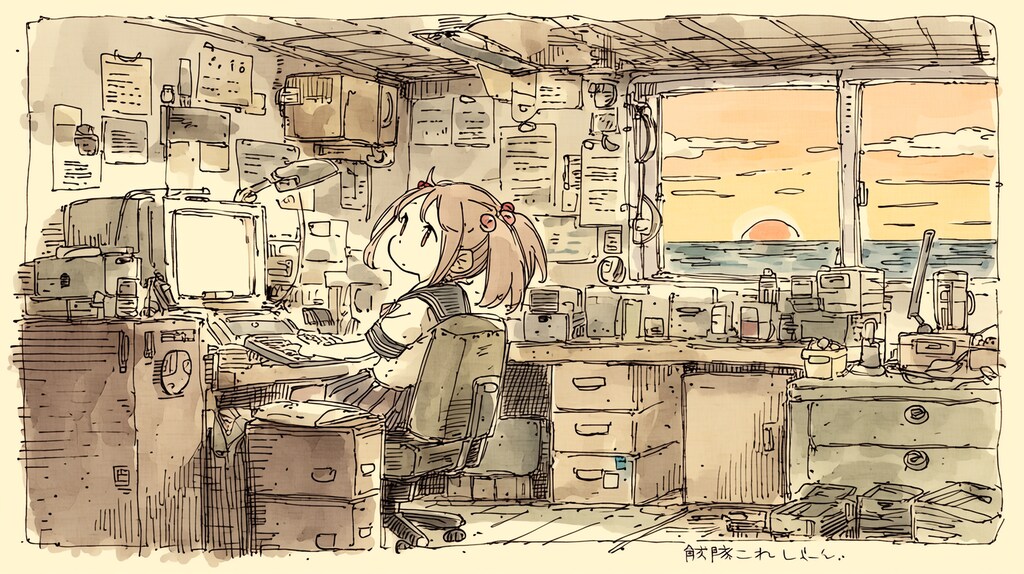 綾波型駆逐艦「漣」です、ご主人さま。こう書いてさざなみと読みます。