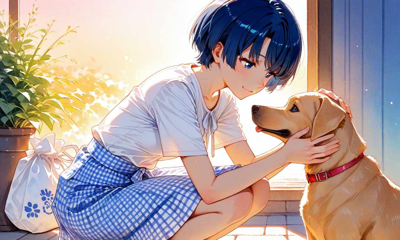 わんこを愛でる柑菜ちゃん | の人気AIイラスト・グラビア