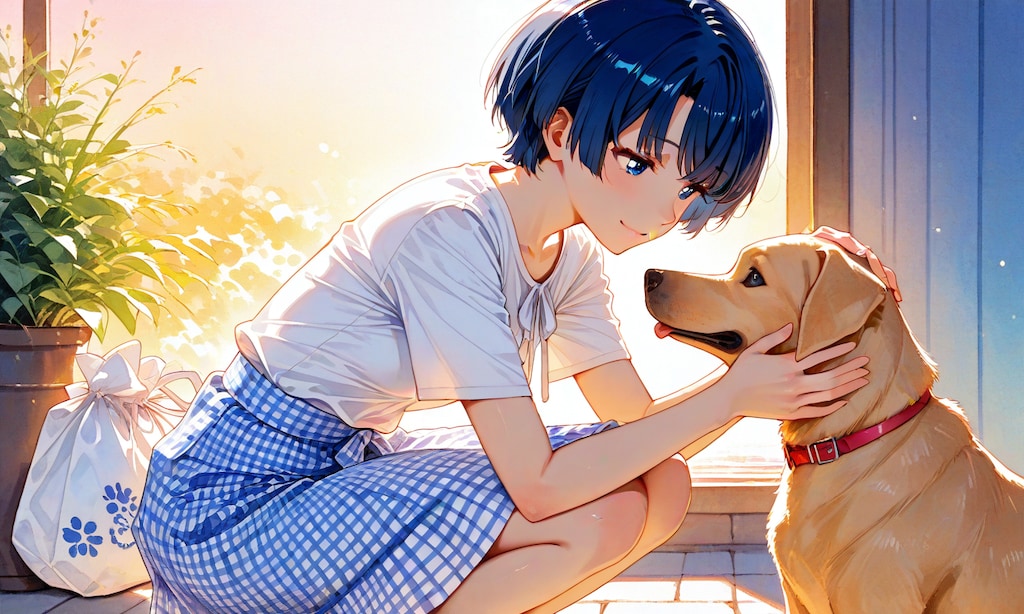 わんこを愛でる柑菜ちゃん