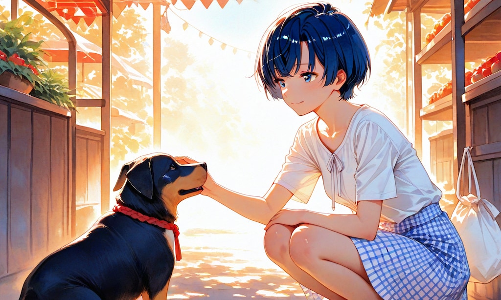 わんこを愛でる柑菜ちゃん