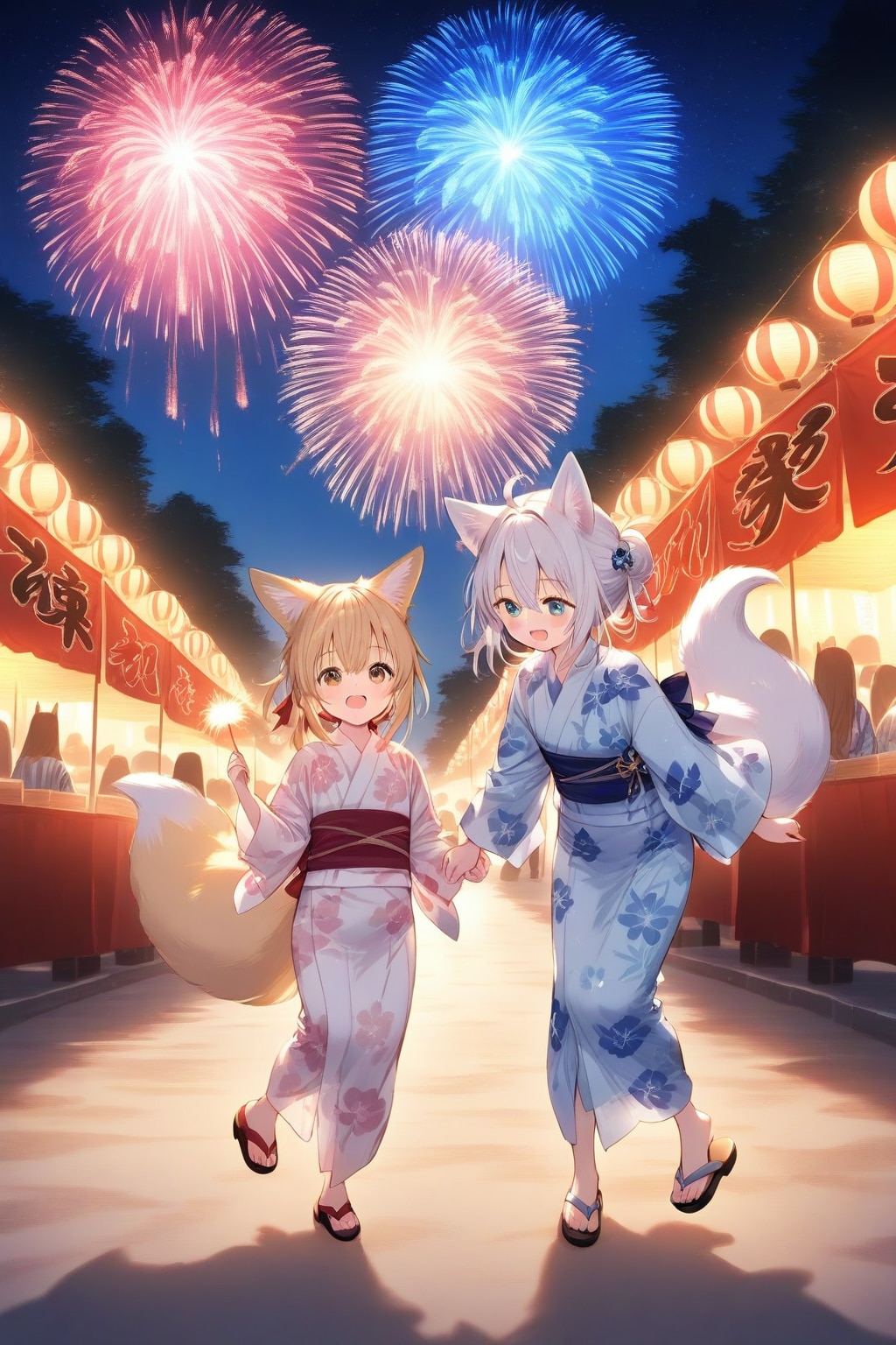 花火と狐娘