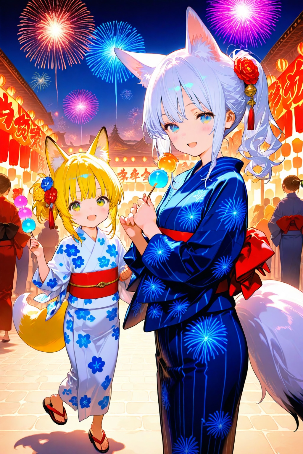 花火と狐娘
