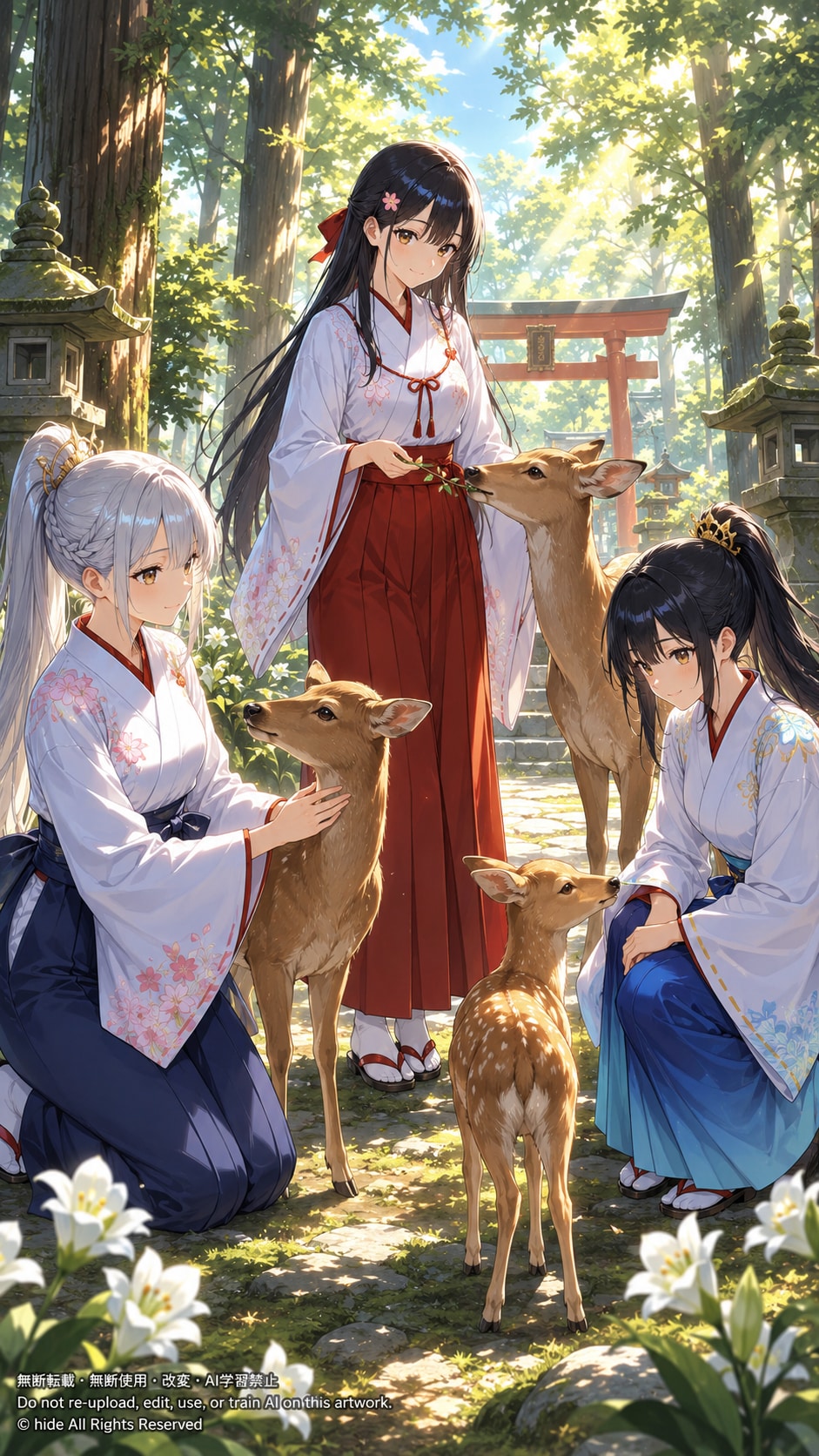 神楽さんたち、鹿の庭で | の人気AIイラスト・グラビア