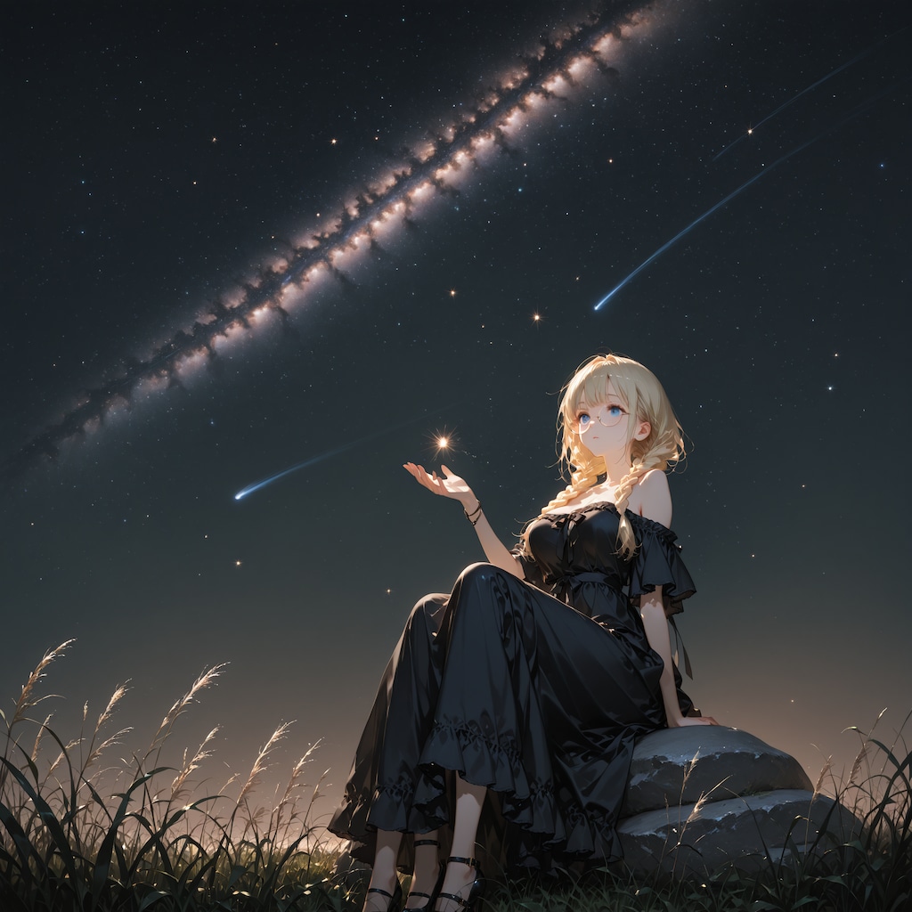 夜空を見つめるナオ