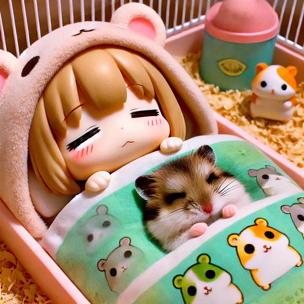 ちびちゃんがおやすみ中みたいなハムスターベッドでおやすみ中のハムスターちゃん