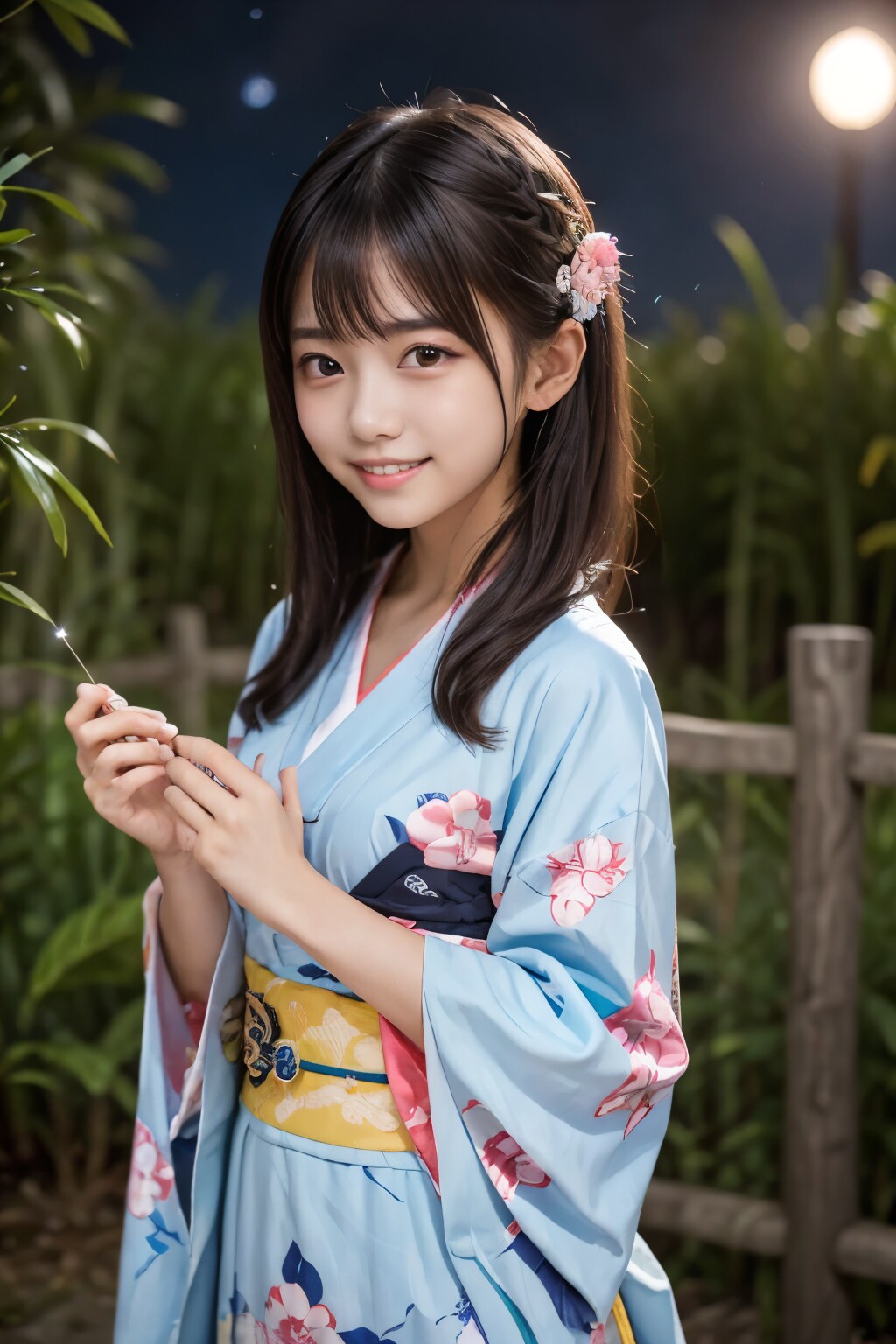 七夕の夜　(水色系浴衣)