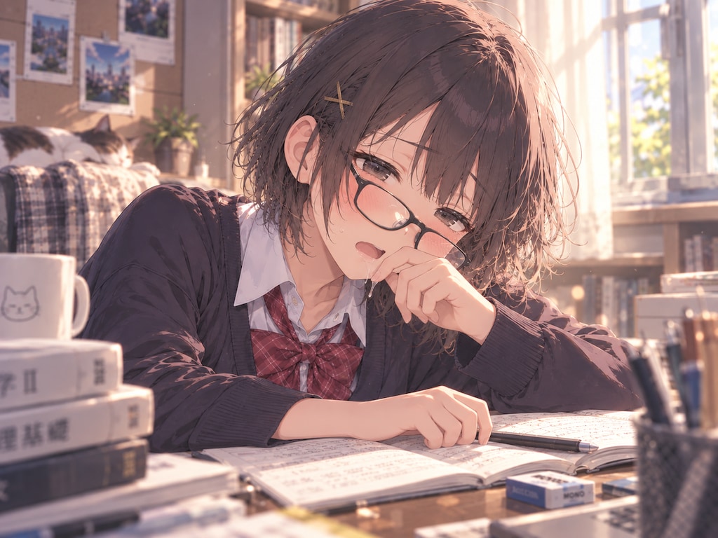 眼鏡っ娘、完全停止。