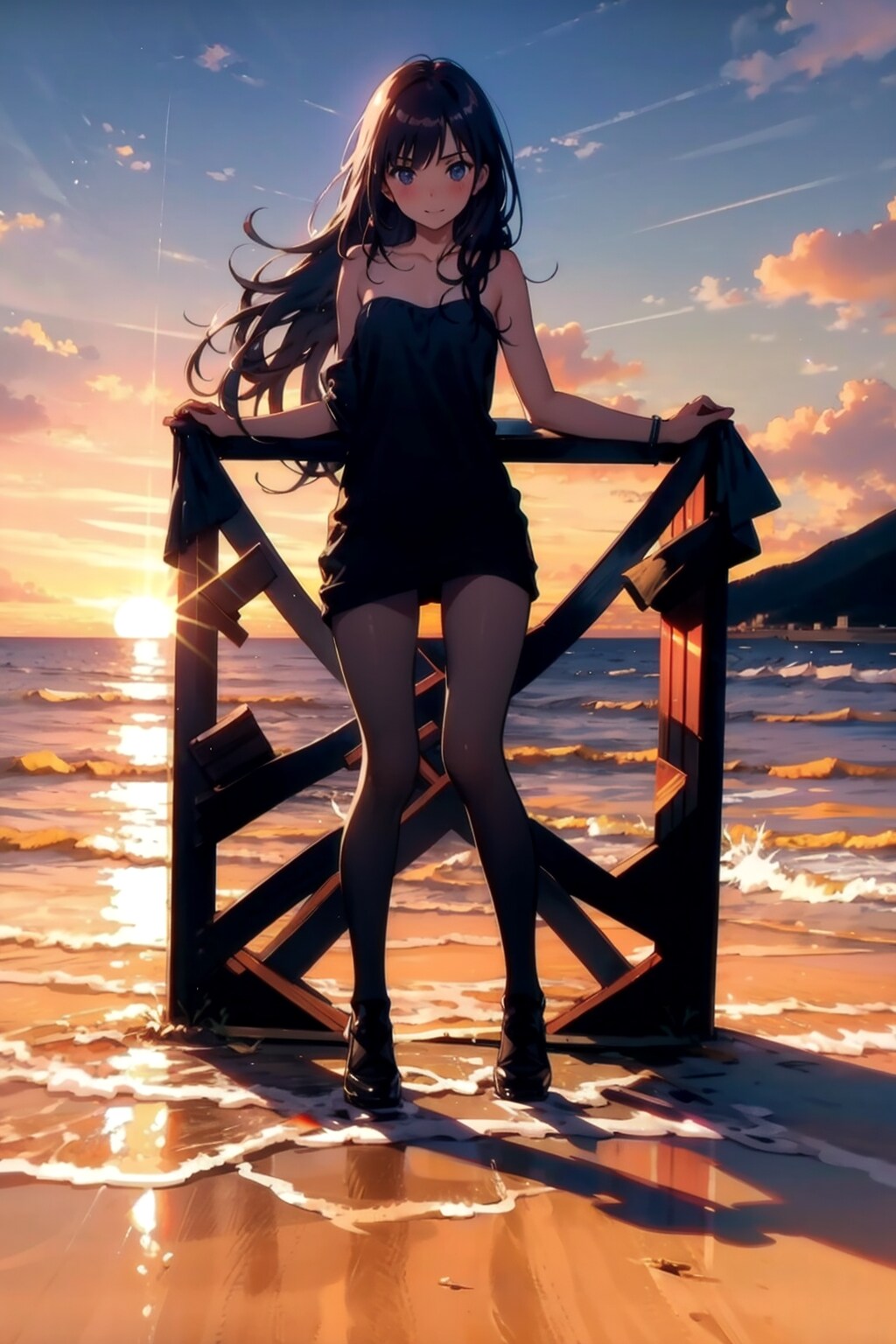 サンセットシルエットネイキッドガールフルボディー