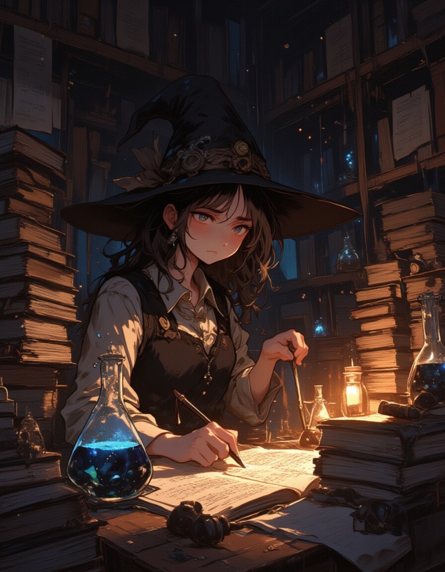 深夜残業魔女 | の人気AIイラスト・グラビア