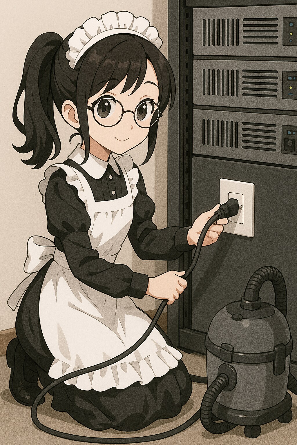掃除機のプラグを挿すポンコツメイド
