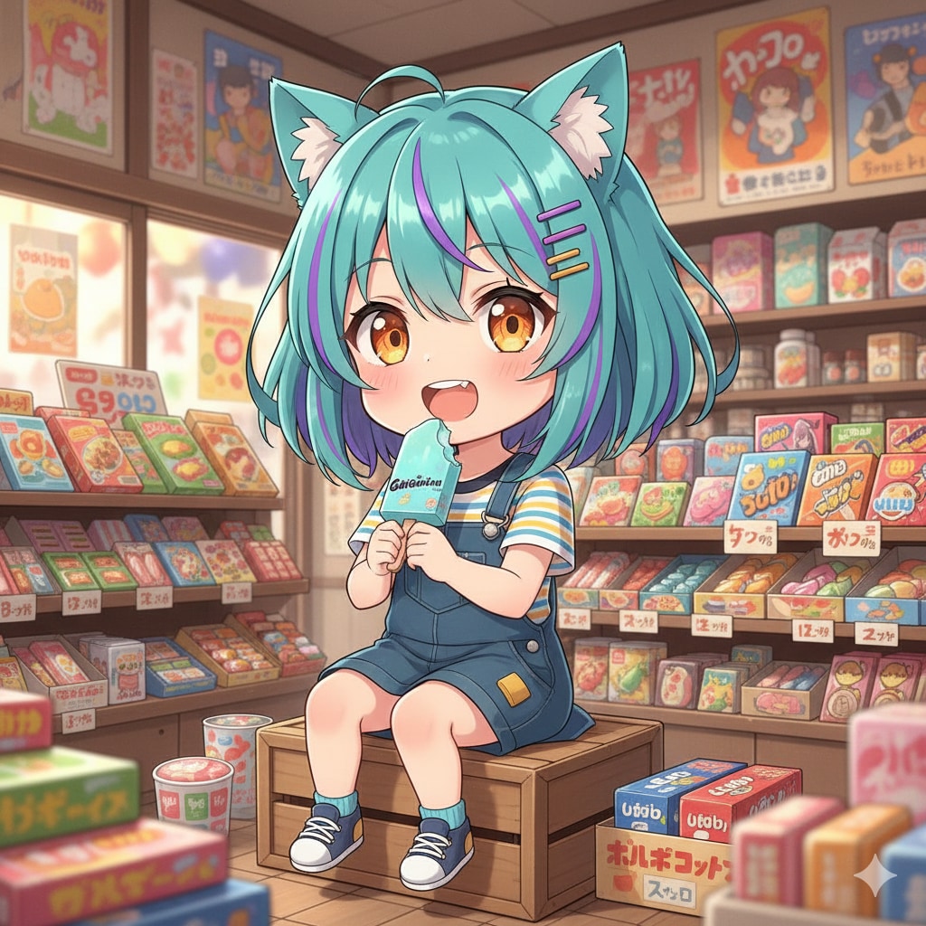 駄菓子屋さんにミケちゃん✨