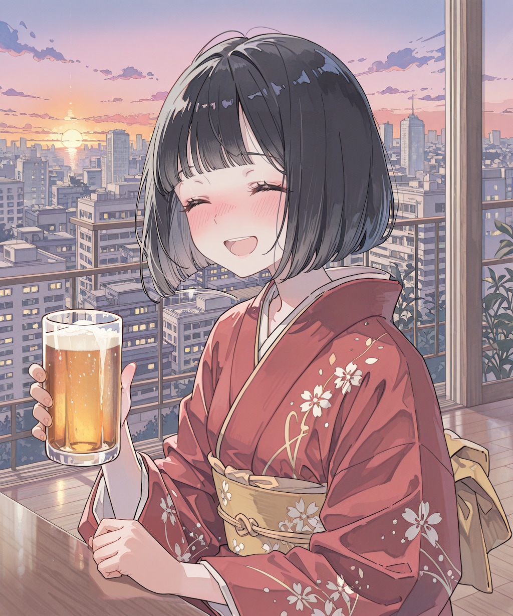 座敷童さん・湯上りビールです