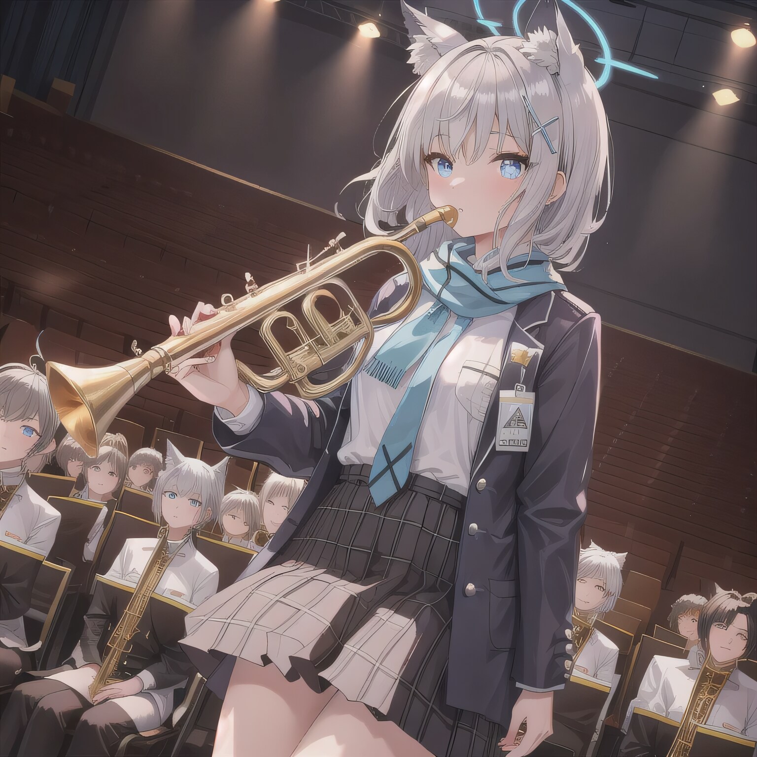 銀髪ボブでブレザーの少女２ | の人気AIイラスト・グラビア