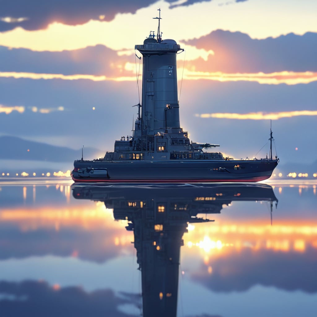 軍艦と夕暮れ | の人気AIイラスト・グラビア