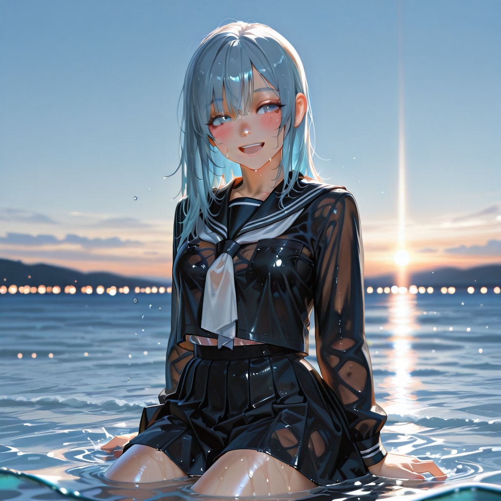 朝焼けに涼む